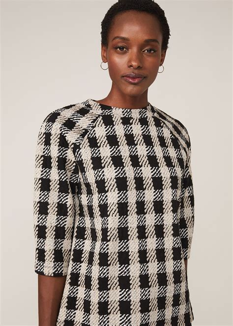 Wool and lamé check jacquard top 